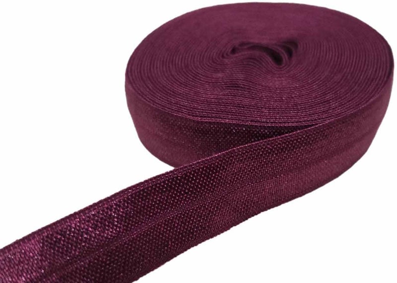 FAYADA Fold Over Elastic,5/8" Foldover FOE Trim Elastic Ribbon,Stretch FOE Band for Hair Ties Headbands Sewing Craft -5 Yards (Wine) - Image 2